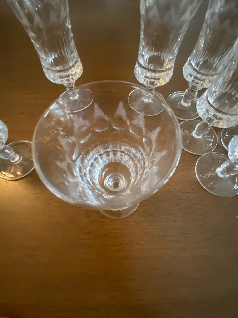 Vintage Cut Goblet Glasses - Clear Stemware from Italy